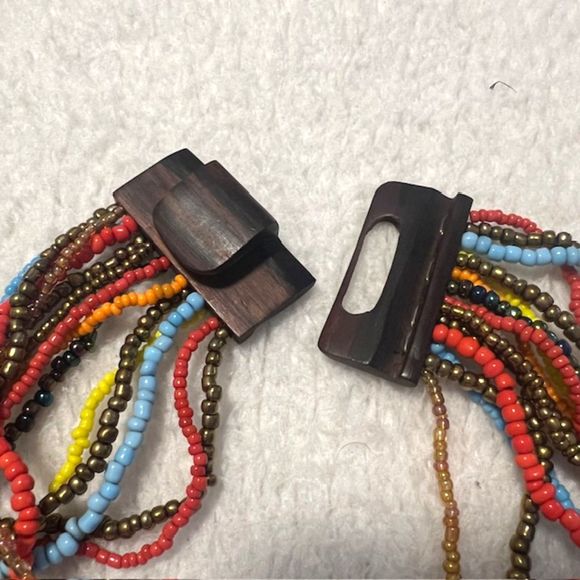 Multi Strand Seed Beads Necklace Multicolored Cascade Ethnic Boho Necklace - Picture 8 of 9